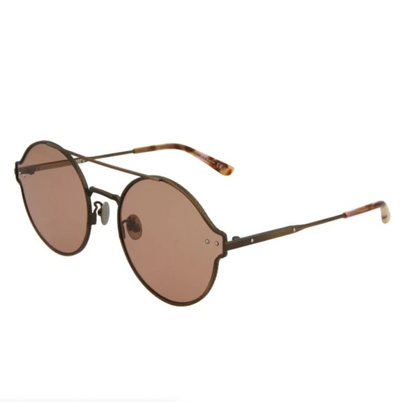 Bottega Veneta Unisex Havana Brown Round Metal Sunglasses!